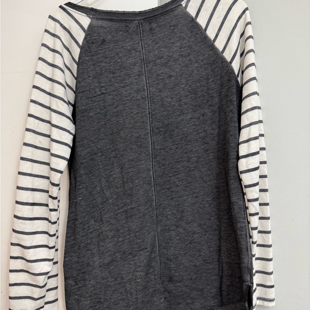 Maurices Gray and White Striped Raglan Top